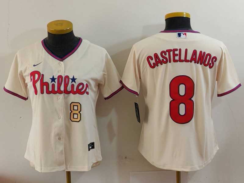 Womens Philadelphia Phillies #8 Nick Castellanos Cream Cool Base Jerseys